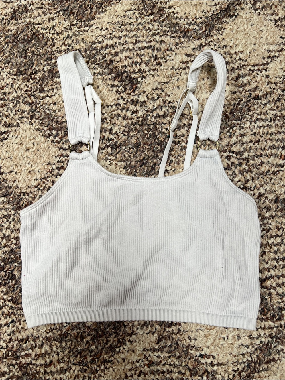 Light gray Ribbed Bralette with Adjustable Straps